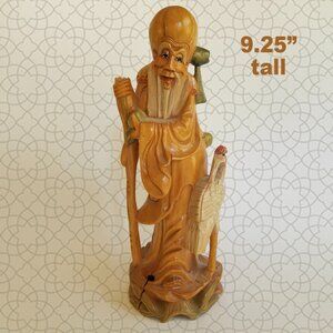 Vintage Shouxing, Chinese Taoist God Of Immortality - Longevity Hardwood Carving